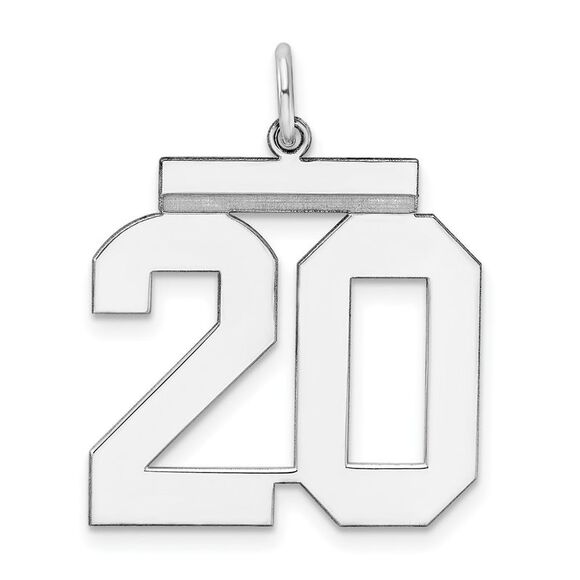Sterling Silver Athletic Collection Large Polished Number 20 Pendant